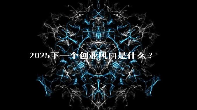 2025下一个创业风口是什么?